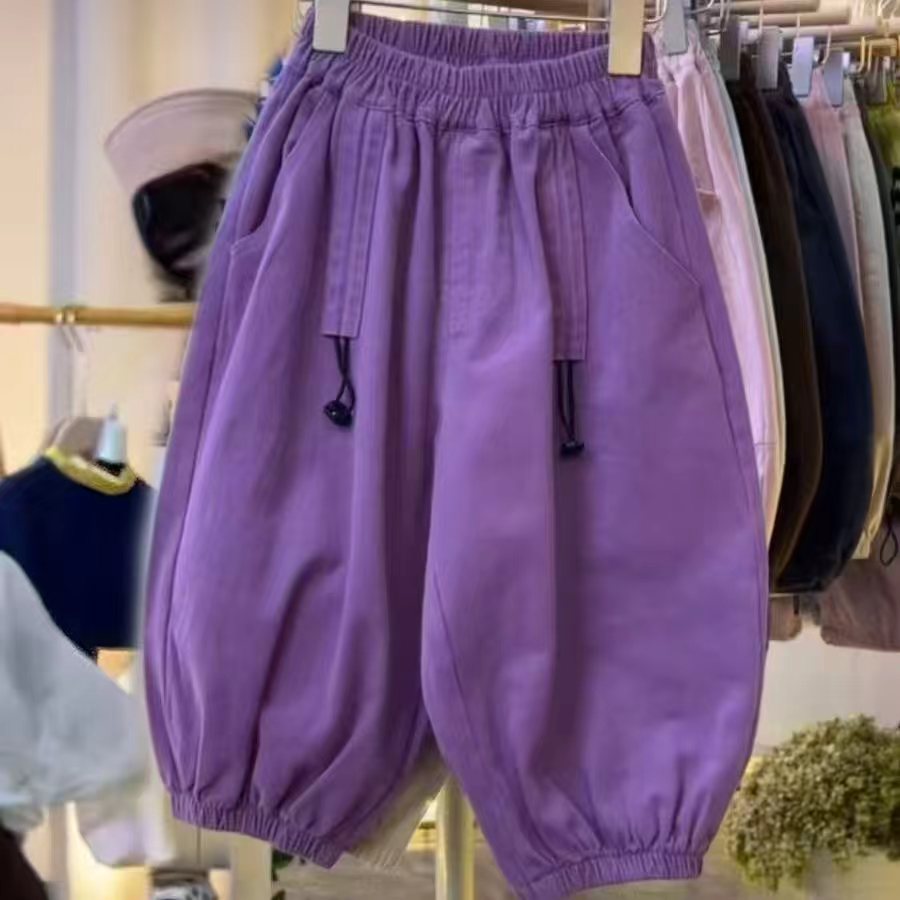 抽绳奶哈裤女童宽松灯笼棉布裤子韩版洋气百搭2025