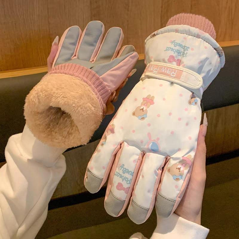 滑雪手套女冬季可触屏加绒加厚保暖防寒防风防水摩托车骑行手套潮