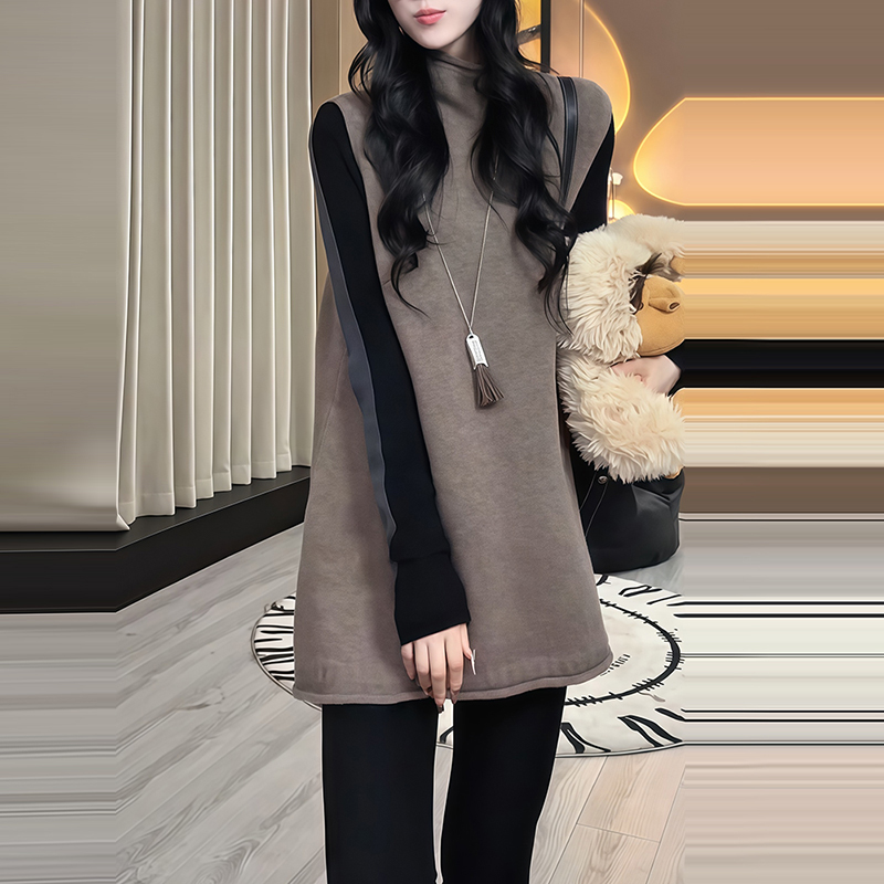 法式半高堆堆领针织马甲2025秋冬季百搭叠穿时尚套装针织时髦上衣