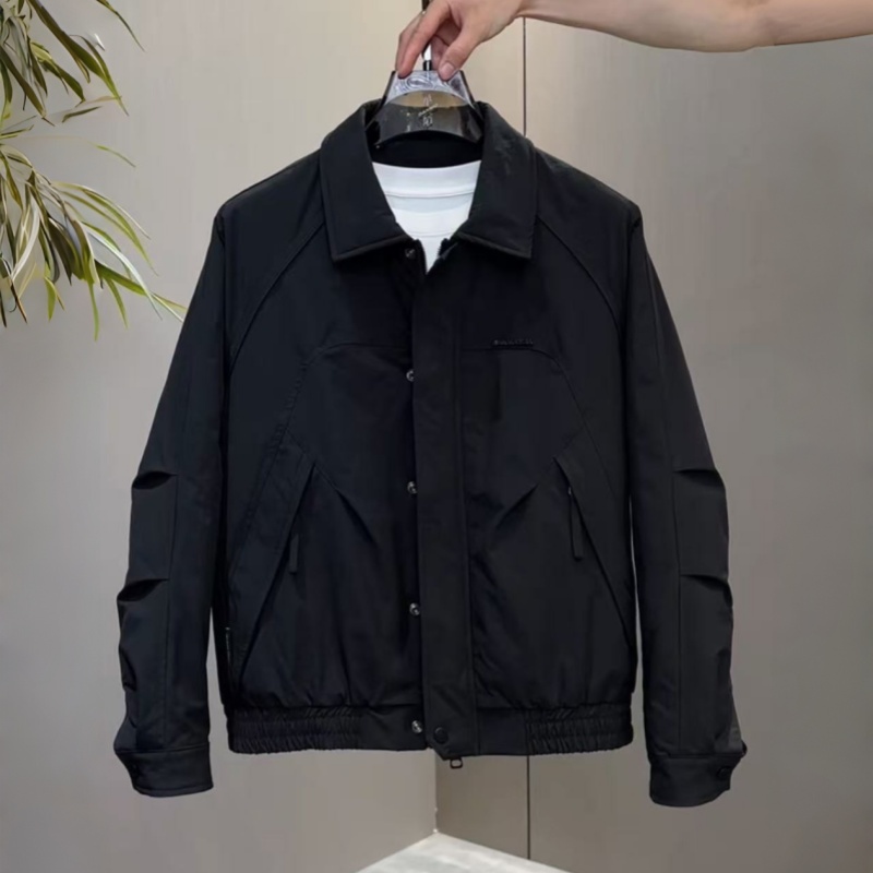 翻领冬季轻薄短款棉衣纯色行政男款冬季棉服落肩袖时尚气质款棉服