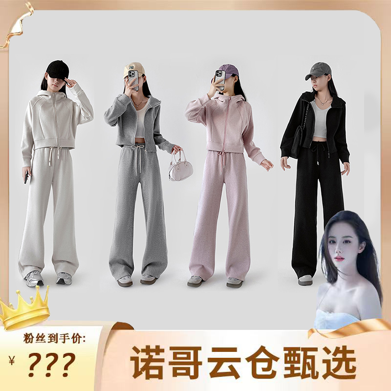 2025新款糯米绒休闲运动连帽套装百搭显瘦秋冬加厚宽松长袖上衣女