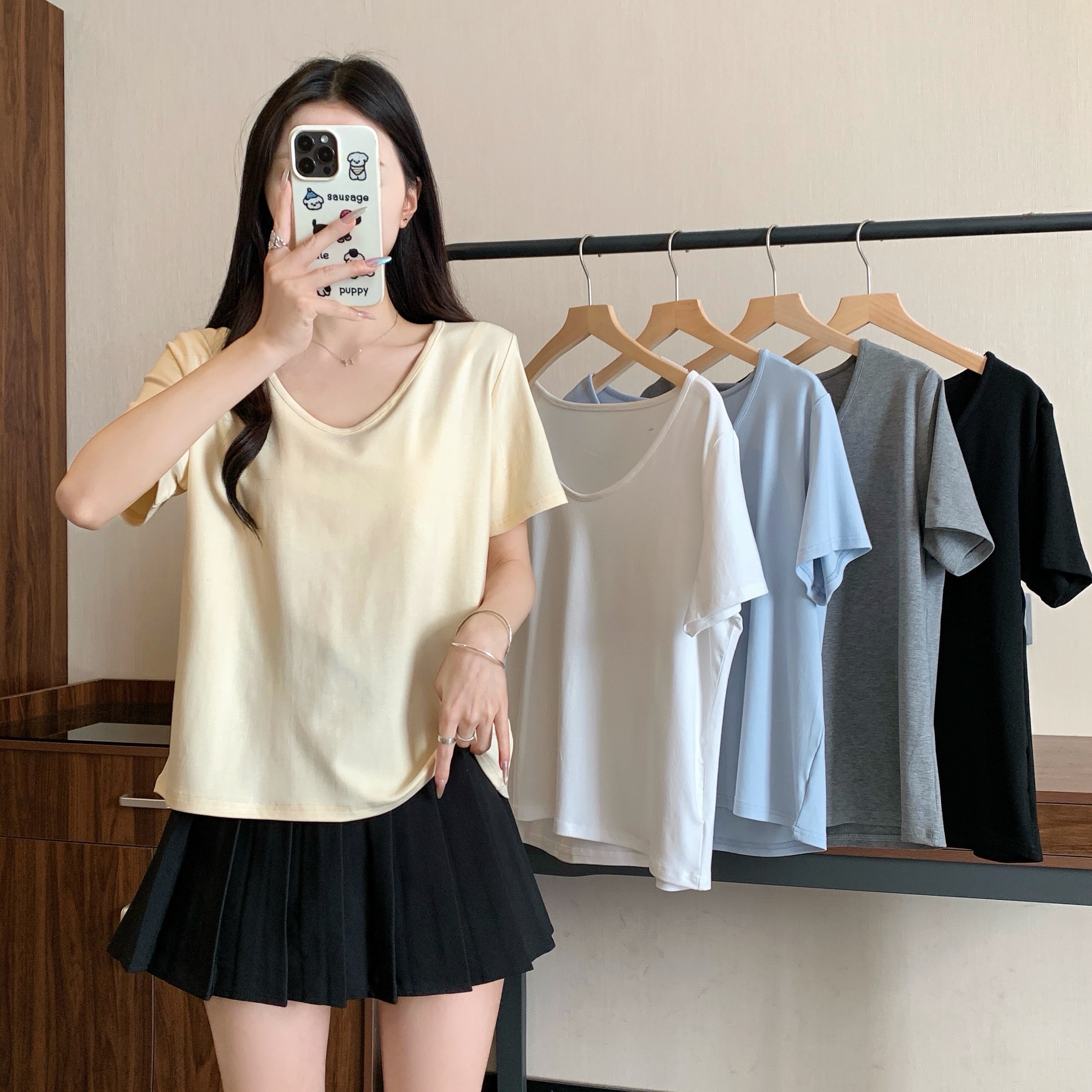 【6546】2025大码女装胖mm基础百搭纯色宽松遮肉显瘦短袖T恤上衣女