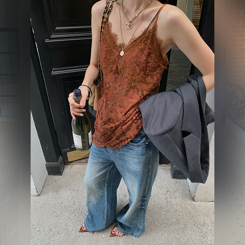 十三粥私服 花间绪 温柔优雅气质上衣柔软舒适肩带可调节V领吊带