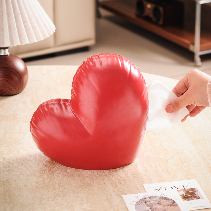 高颜值陶瓷釉下彩爱心纸巾盒客厅桌面餐巾抽纸盒摆件乔迁新居礼品