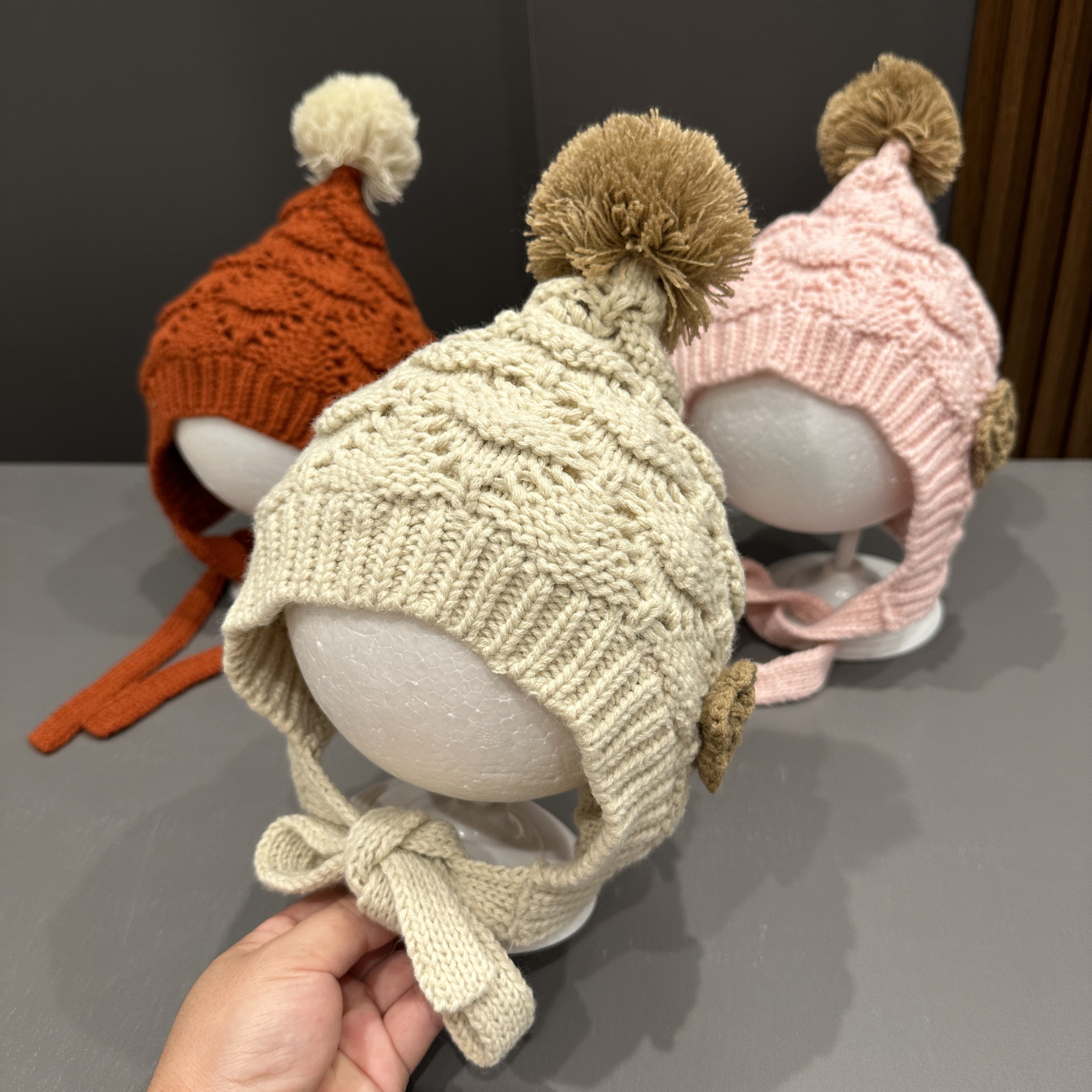 【超喜欢】秋冬针织护耳帽毛球尖尖儿童帽毛线帽女童保暖精灵帽超萌