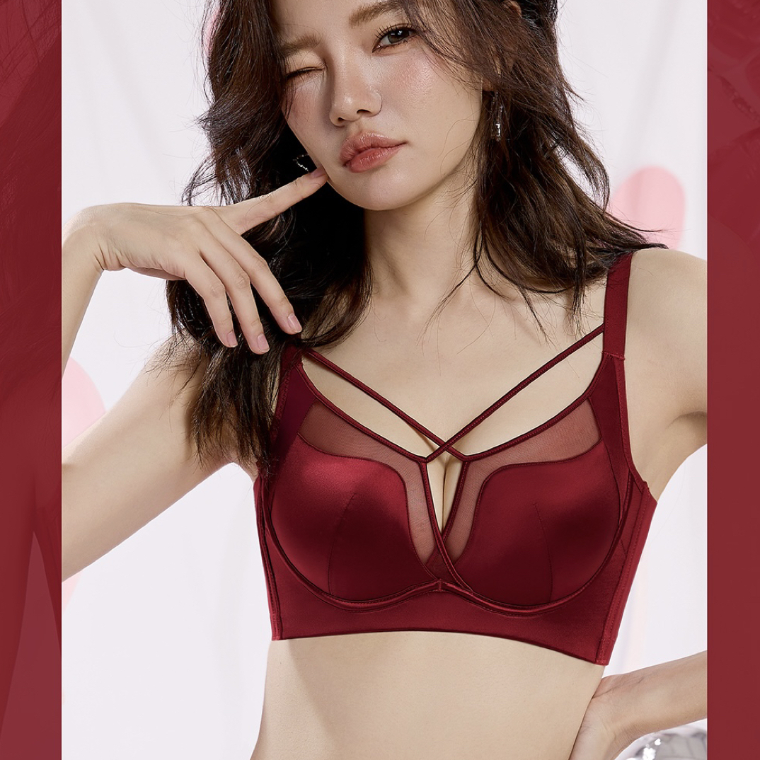 新款薄款软钢圈聚拢收副乳贝壳杯女士内衣