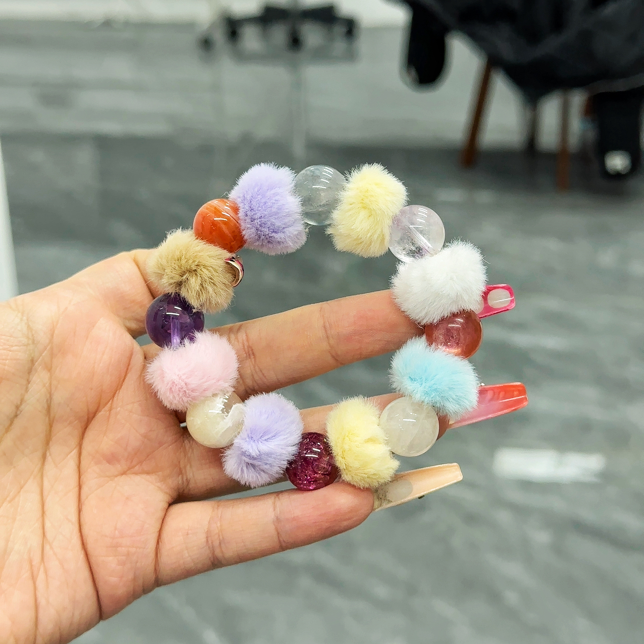 冬日毛绒上新14mm紫烟花玛瑙荧石幽灵紫水多宝设计款