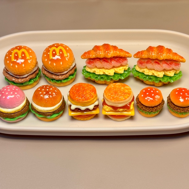 【直播代拆·汉堡混甜品炸鸡】仿真食玩微缩美食树脂配件DIY摆件