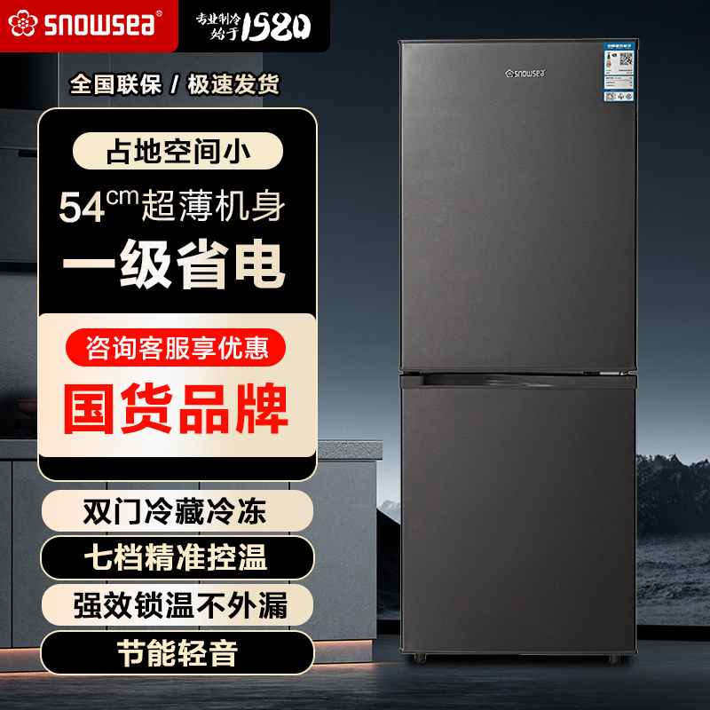 206升双门家用冰箱 一级能效宿舍小型电冰箱冷藏冷冻租房电冰箱