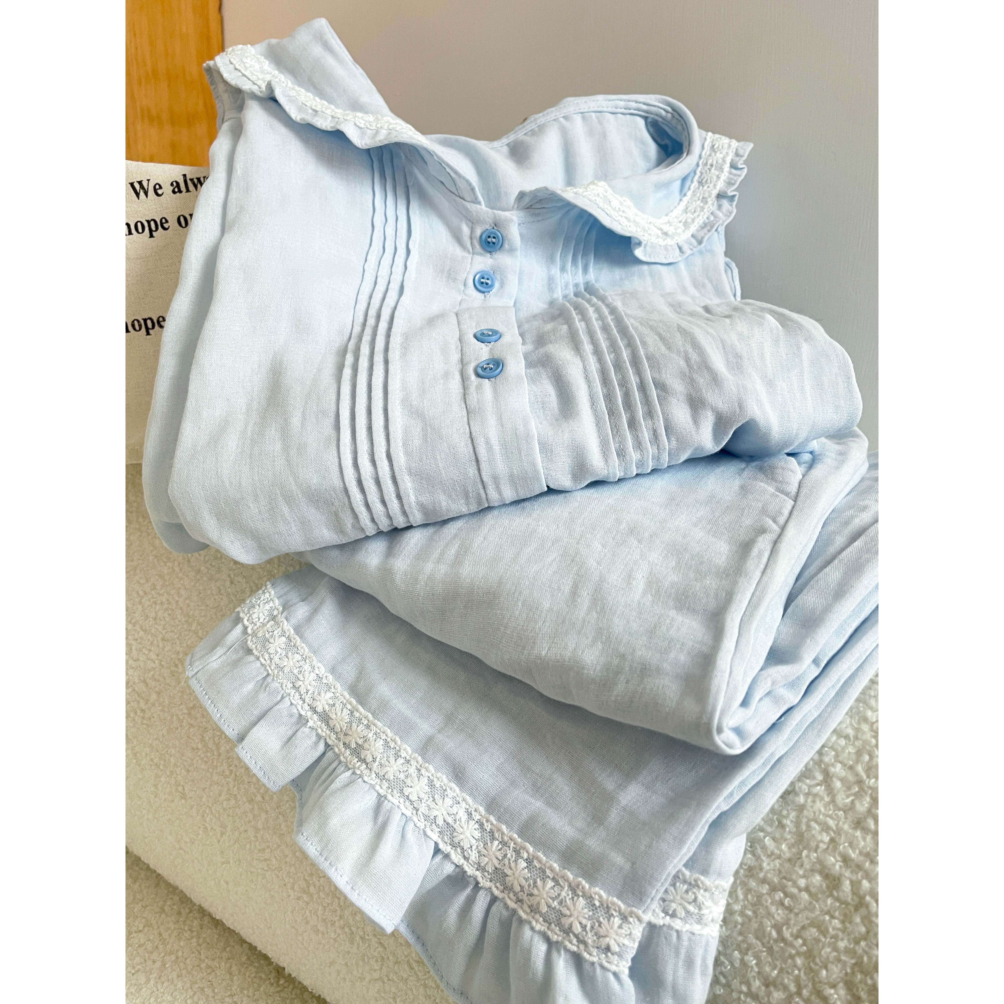 条纹蕾丝可外穿遛弯睡衣女款爆款2025新款花边套装绵绸睡衣秋款女