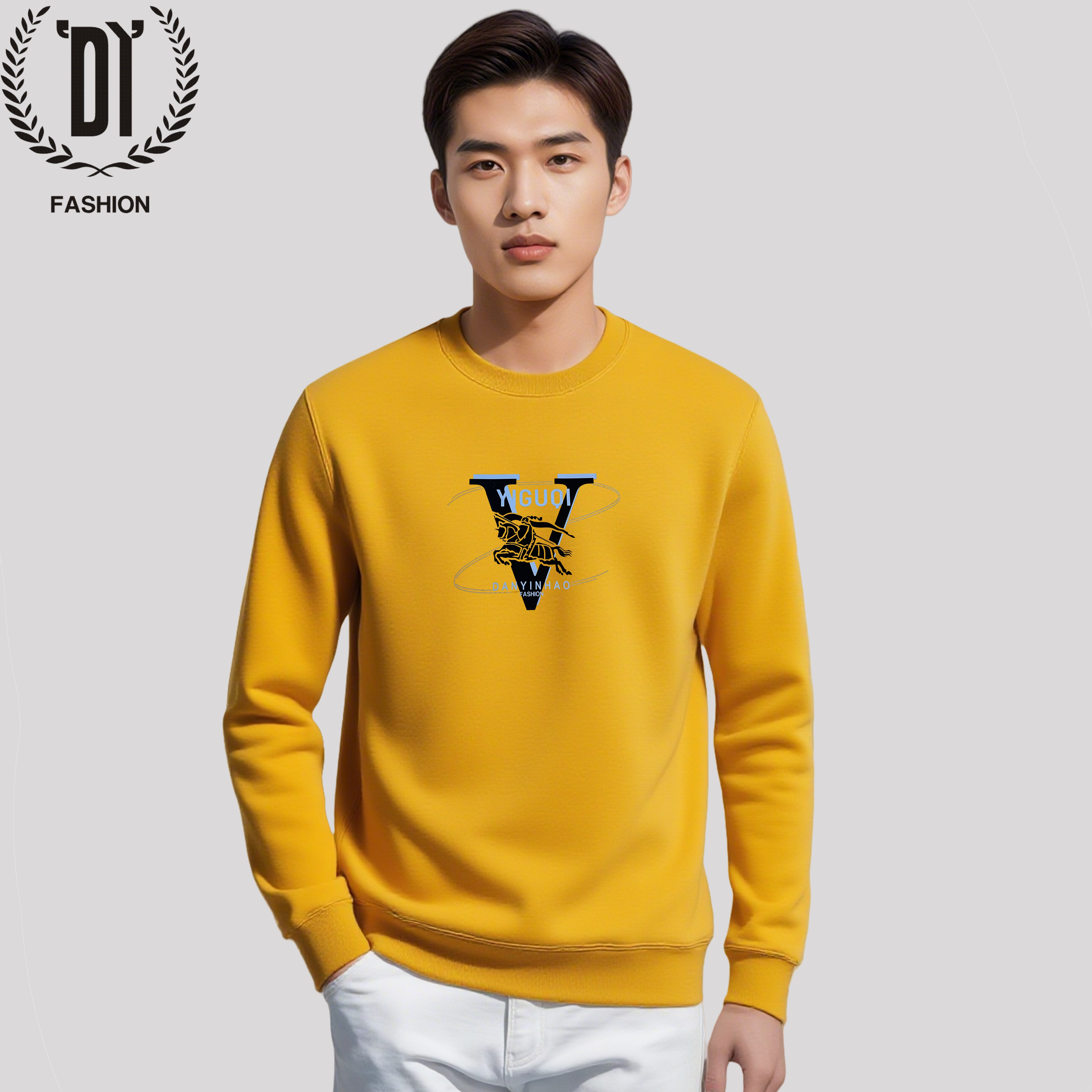 【可穿260斤】YiGuQi麦穗联名圆领套头卫衣男秋季宽松休闲中年上衣