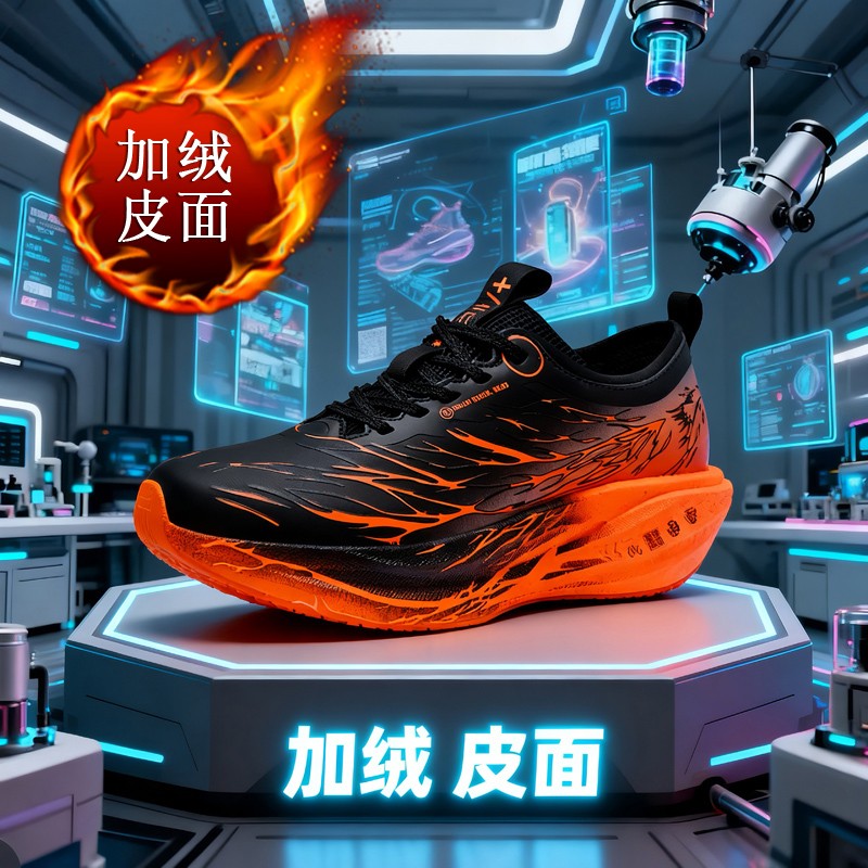 赤兔9pro跑步鞋冬季加绒加厚皮面男款跑鞋超轻专业碳板运动二棉鞋