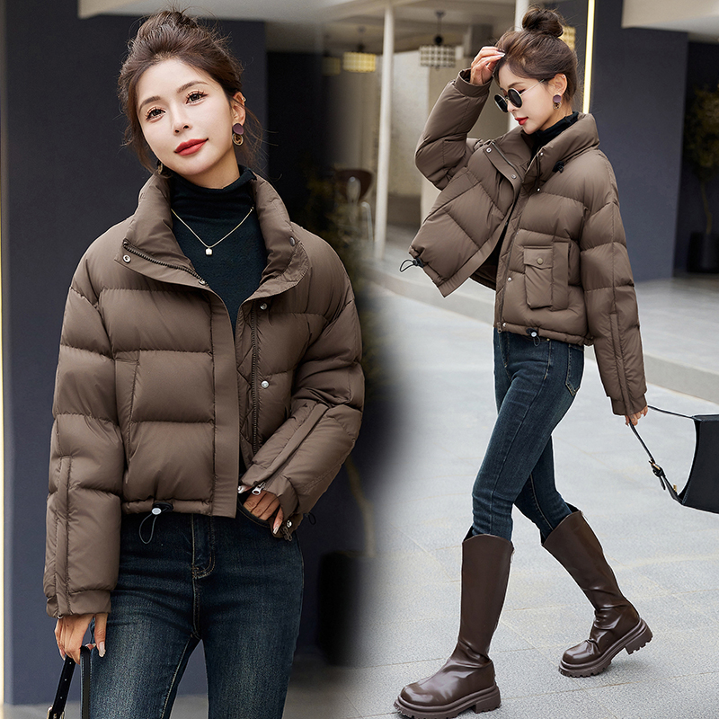 小个子韩版时尚气质宽松立领休闲保暖短款白鸭绒羽绒服冬季新款