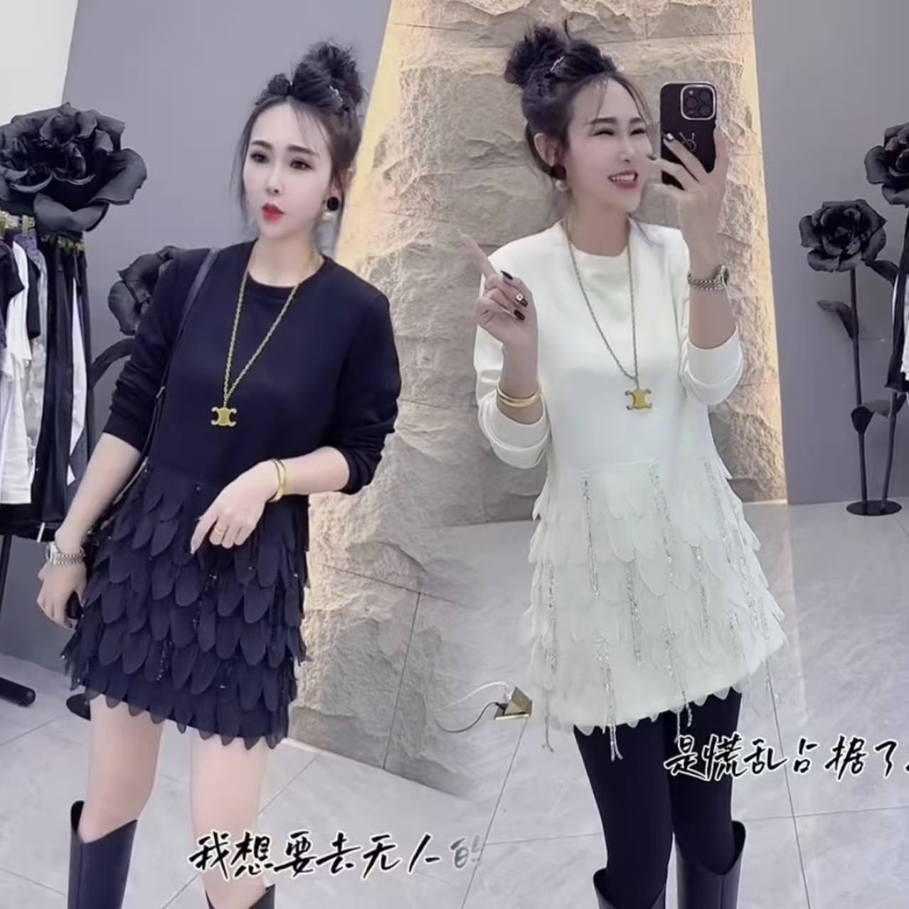 连衣裙爆款2025大码显瘦秋冬上衣新款中长款洋气显瘦遮肉减龄裙子