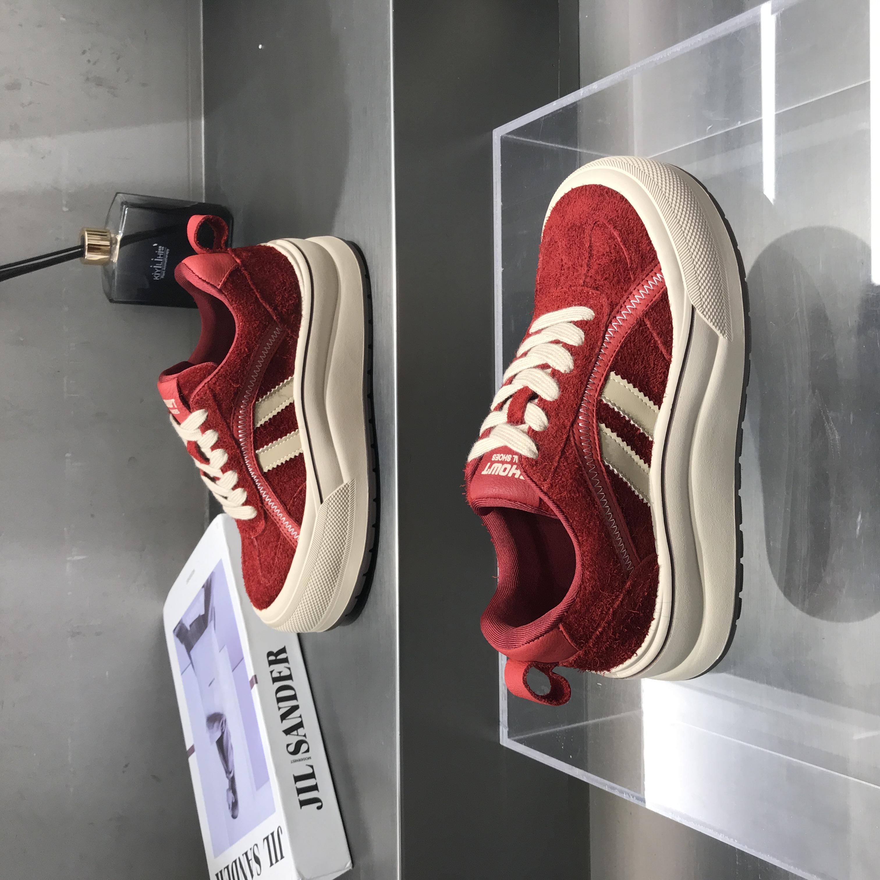 头层牛皮红色厚底板鞋女2025年秋季新款时尚百搭学院风休闲德训鞋