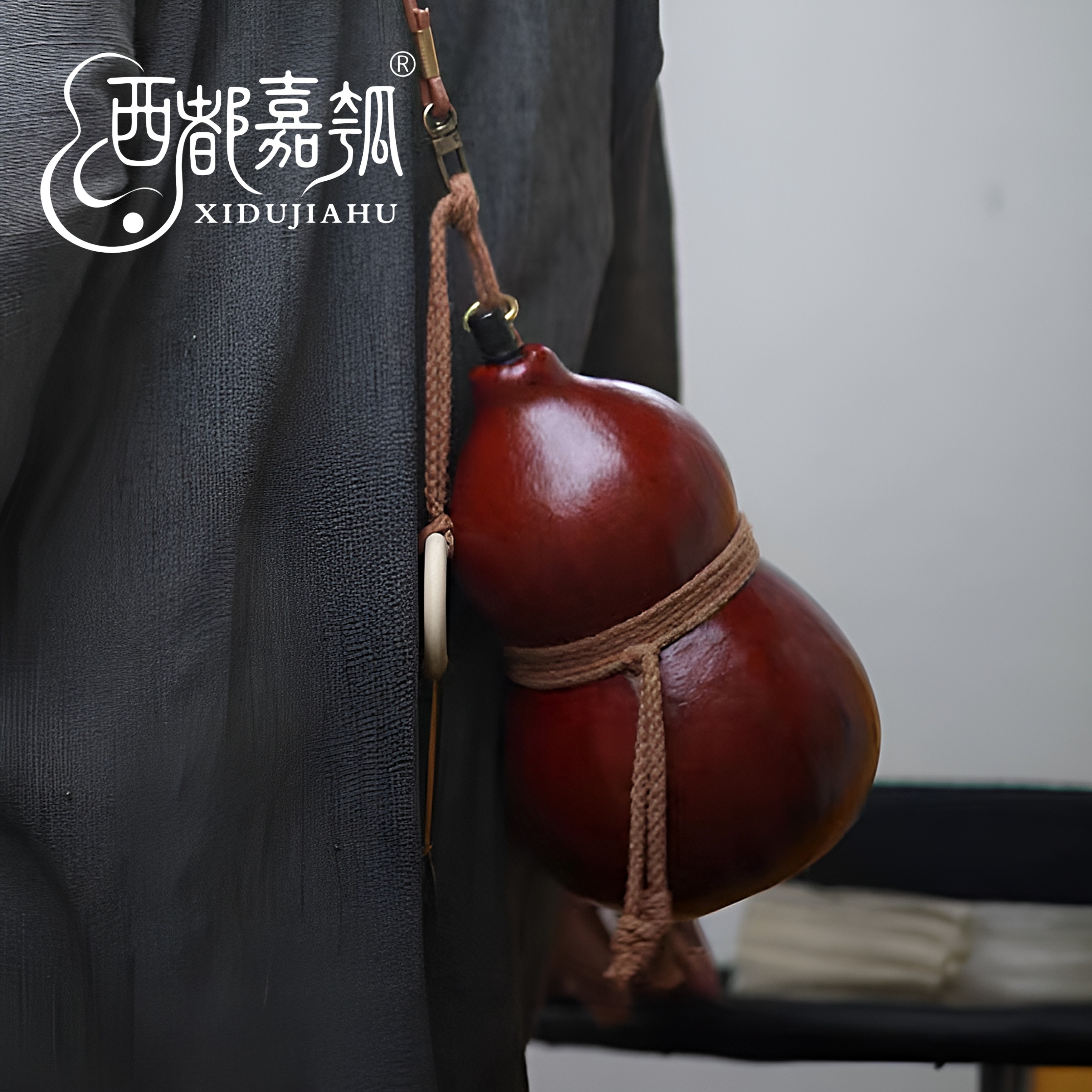西都嘉瓠原创酒葫芦传统非遗工艺可装热水家居摆件节日大漆葫芦