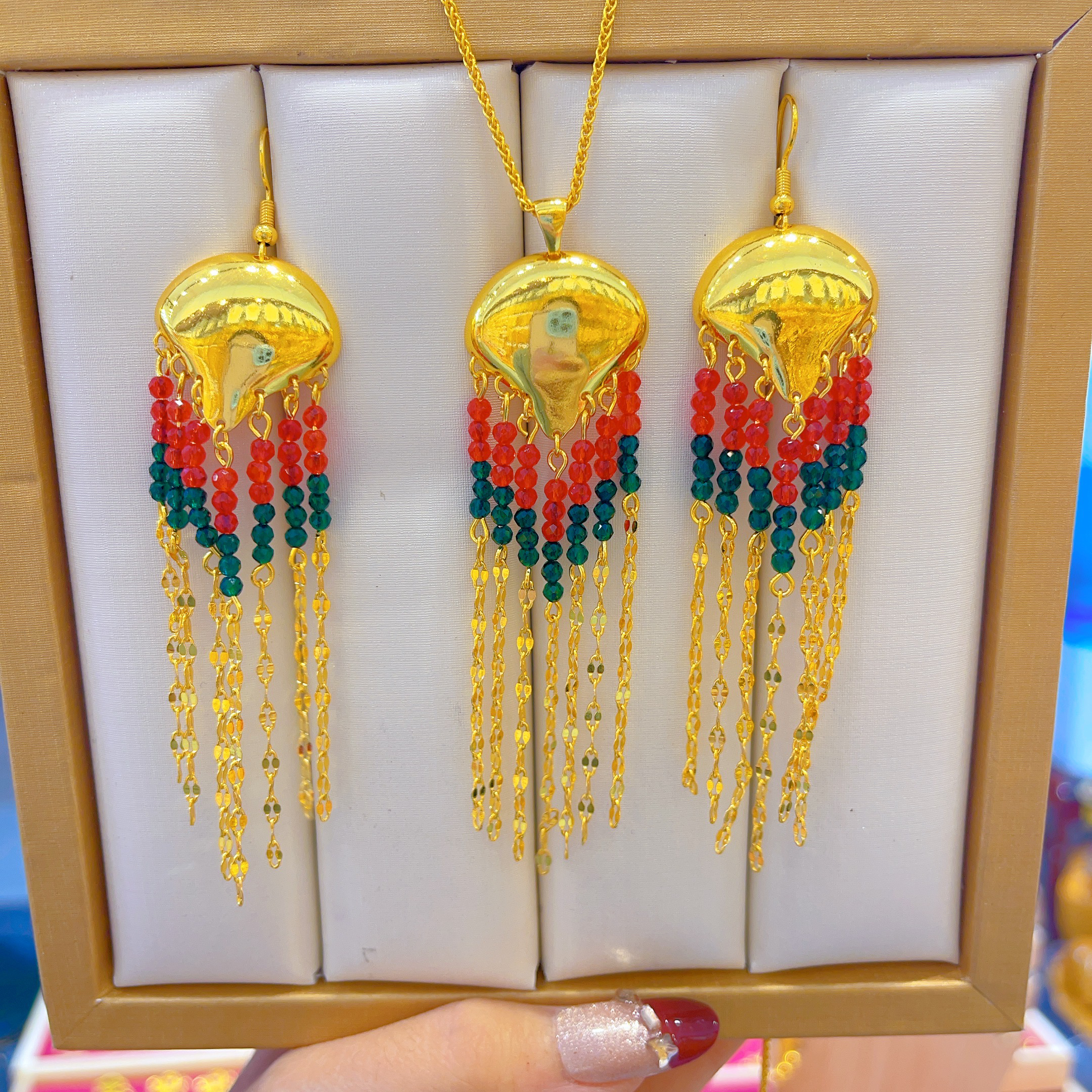 铜合金项链 1983两件套首饰耳环项链爆款白搭时尚金色铜合金