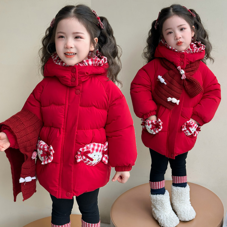 女童冬装加绒棉服2025新款冬季女宝宝棉衣夹棉外套儿童超好看棉袄