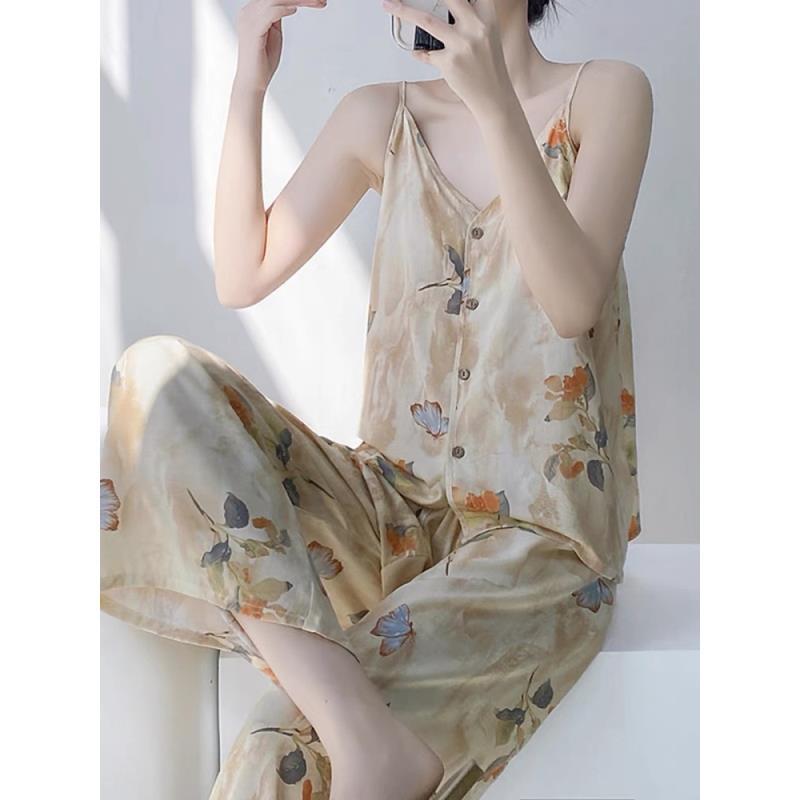 新中式国风睡衣女夏季高级感新中式国风家居服套装薄款