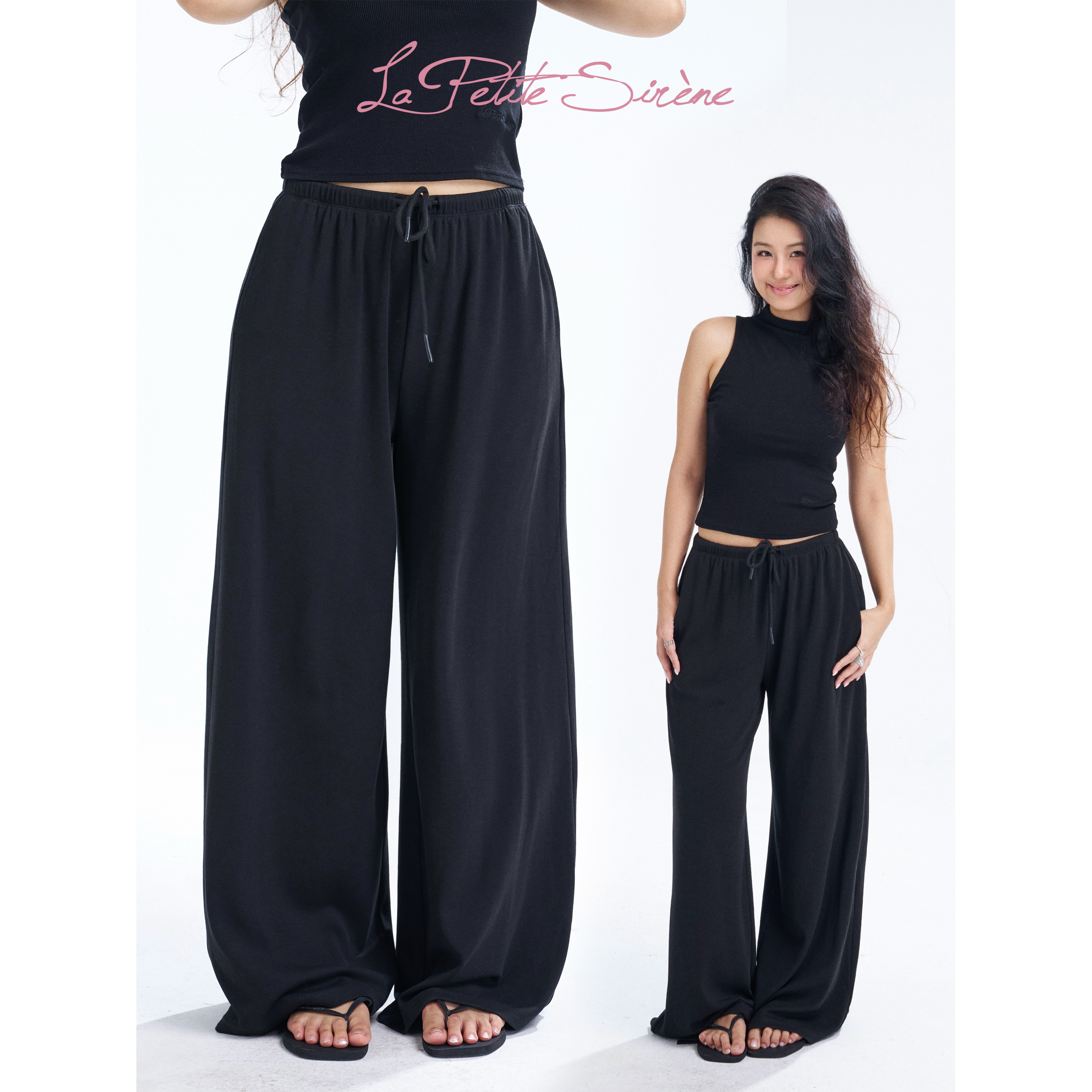 LPS|【Duang裤】郭卷毛同款黑色宽松高腰透气直筒休闲裤K35855JM52