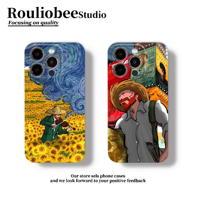 BANCA街头梵高向日葵适用苹果16手机壳华为P70vivo小米15oppo硬壳