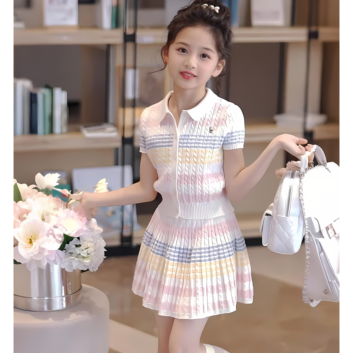 2025年款衣服儿童女孩凉感时髦洋气女童夏装套装潮牌15234A127