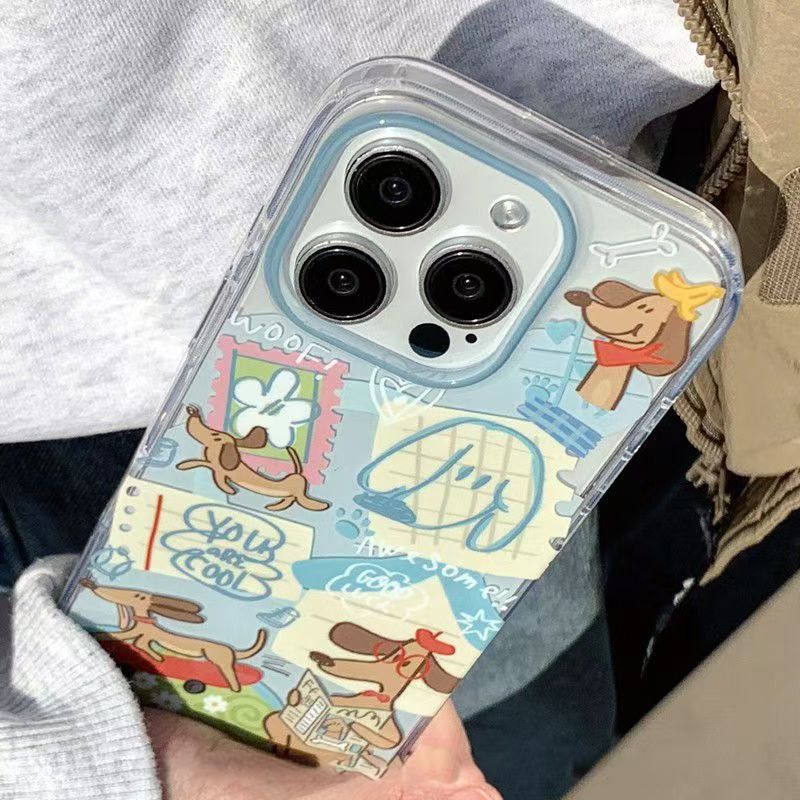 滑板腊肠小狗适用于苹果13/15/16promax壳VIVO华为OPPO小米15女壳