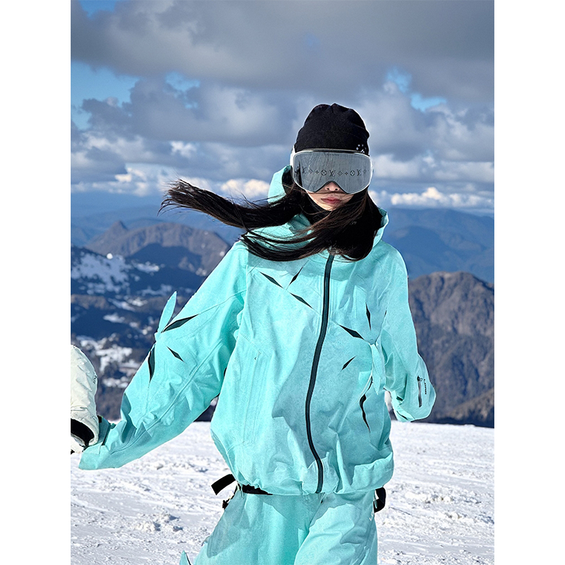 芙沿星芒薄荷绿滑雪服套装女2025新款防风防水保暖耐磨单板雪衣裤