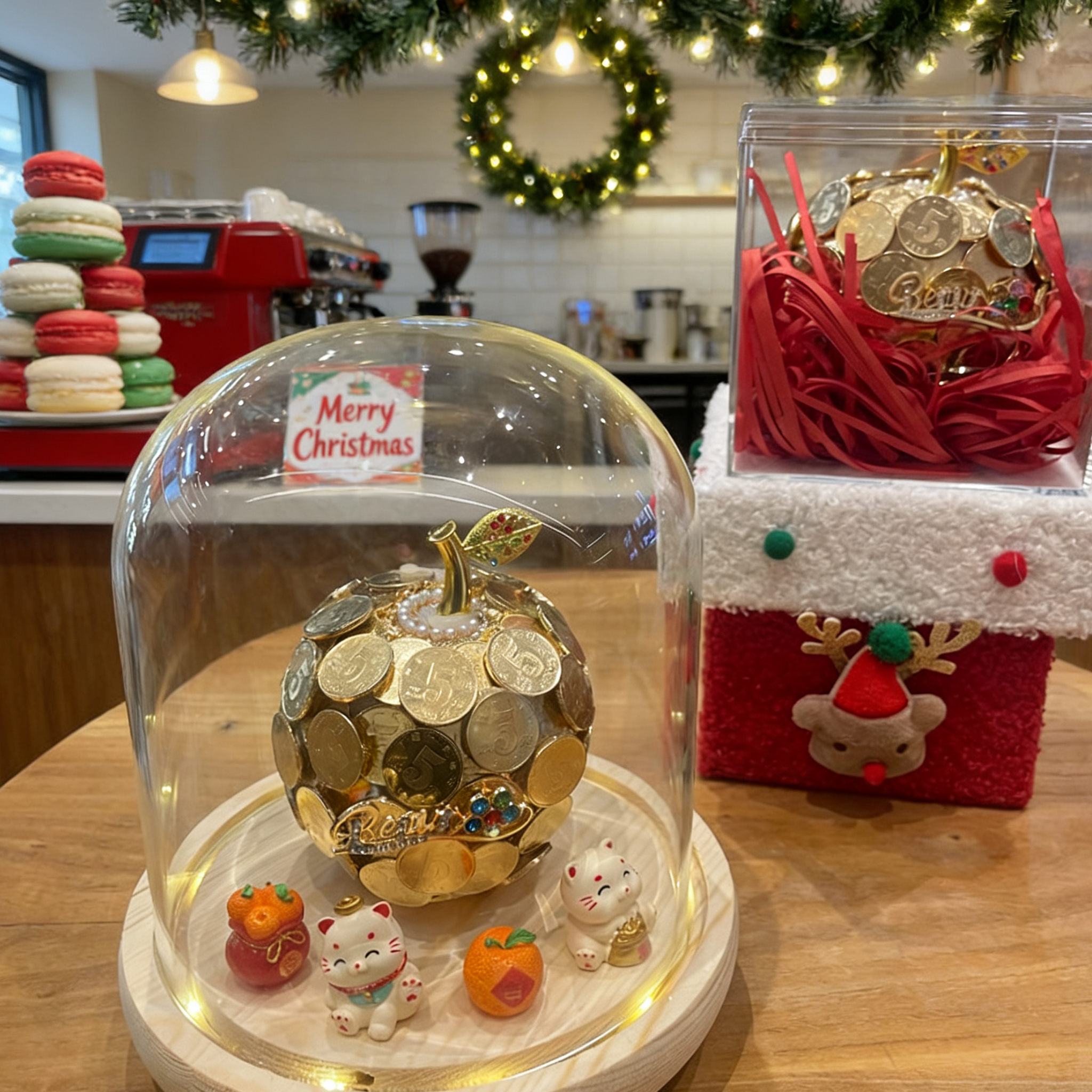 平安果金苹果硬币手工定制圣诞苹果硬币diy五毛硬币金苹果礼物