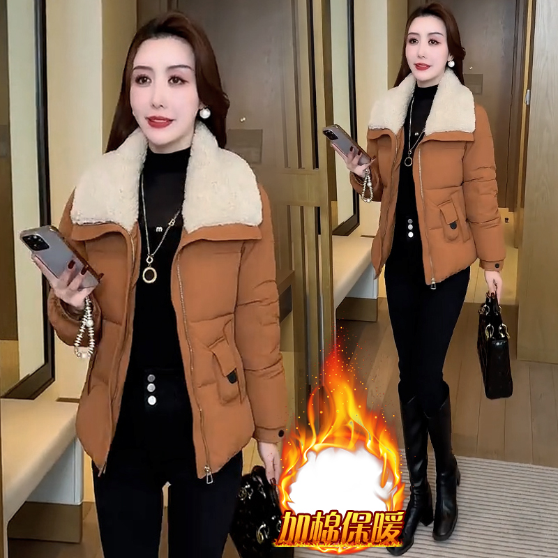 复古时髦百搭长袖棉服女2025年冬季新款加厚保暖通勤外穿显瘦外套