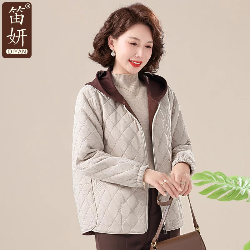 中年妈妈夹棉外套秋冬2025新款40岁50中老年女士春装洋气大码衣服