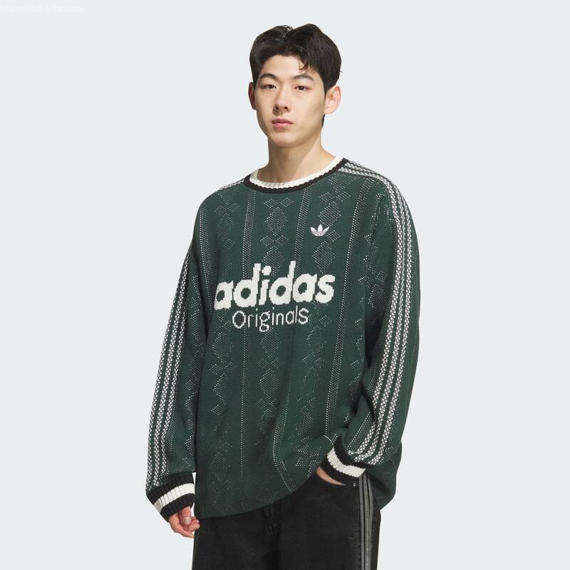 Adidas阿迪达斯三叶草男子秋季运动休闲圆领针织卫衣套头衫KS5957