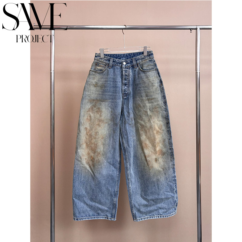 SamePro AC脏脏裤「男女同款小众废土风泥染破坏宽松baggy牛仔裤」