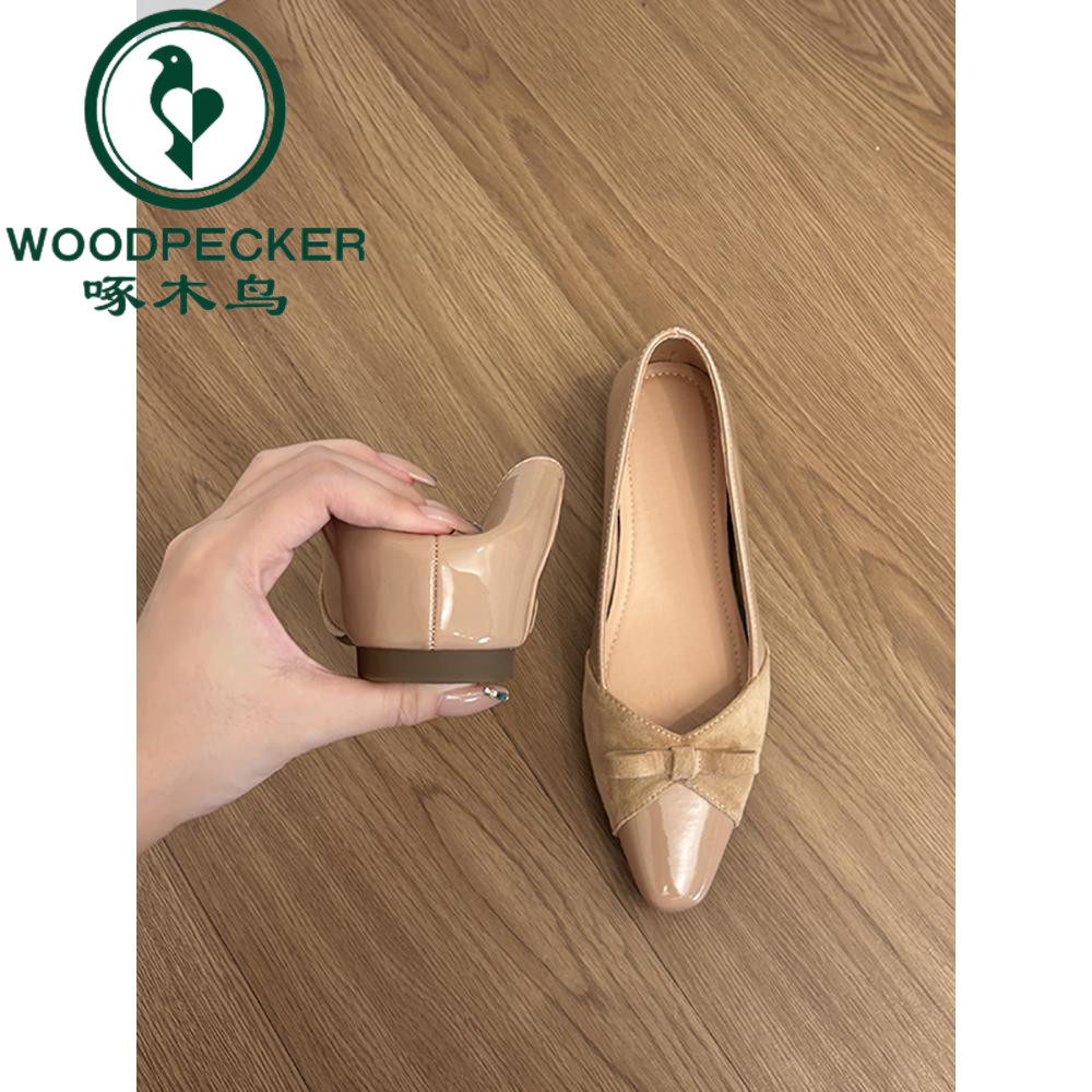 啄木鸟法式蝴蝶结内增高单鞋女2025新款百搭气质工作鞋玛丽珍鞋
