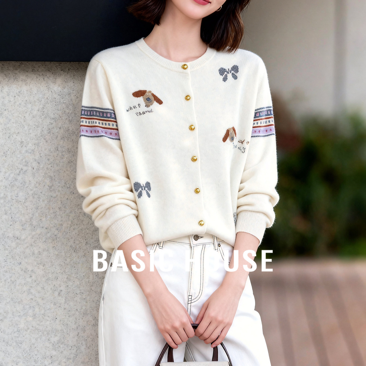 Basic House/百家好时尚休闲减龄百搭秋冬女针织衫-B0625B5JYY2