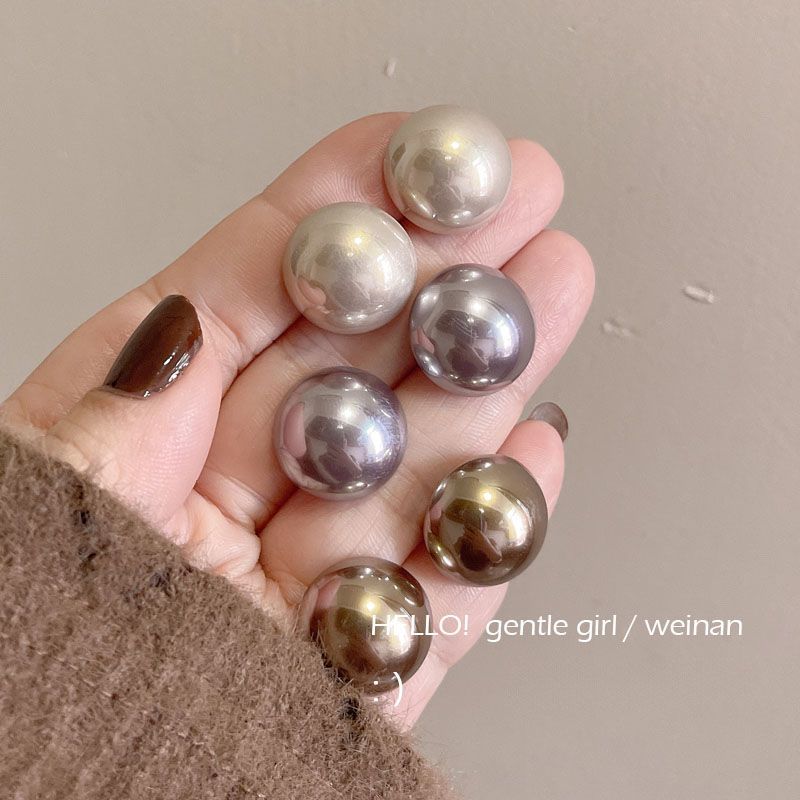 合金耳饰 珠光耳钉金属质感半圆圈气质法式复古简约百搭秋冬耳坠