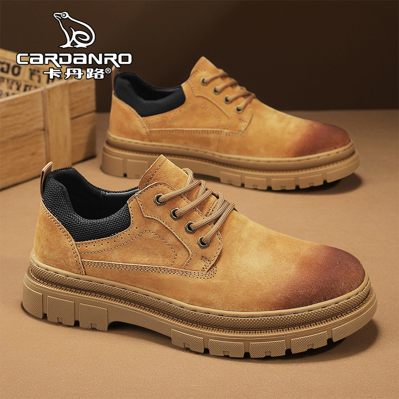 意大利卡丹路工装鞋男冬季耐磨工地干活劳保鞋男士防滑复古马丁鞋