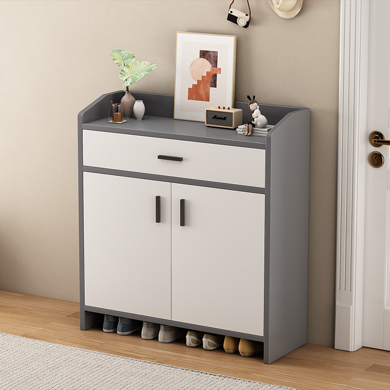 楼道鞋柜家用门口走廊室内入户门外玄关柜新款实木色鞋架