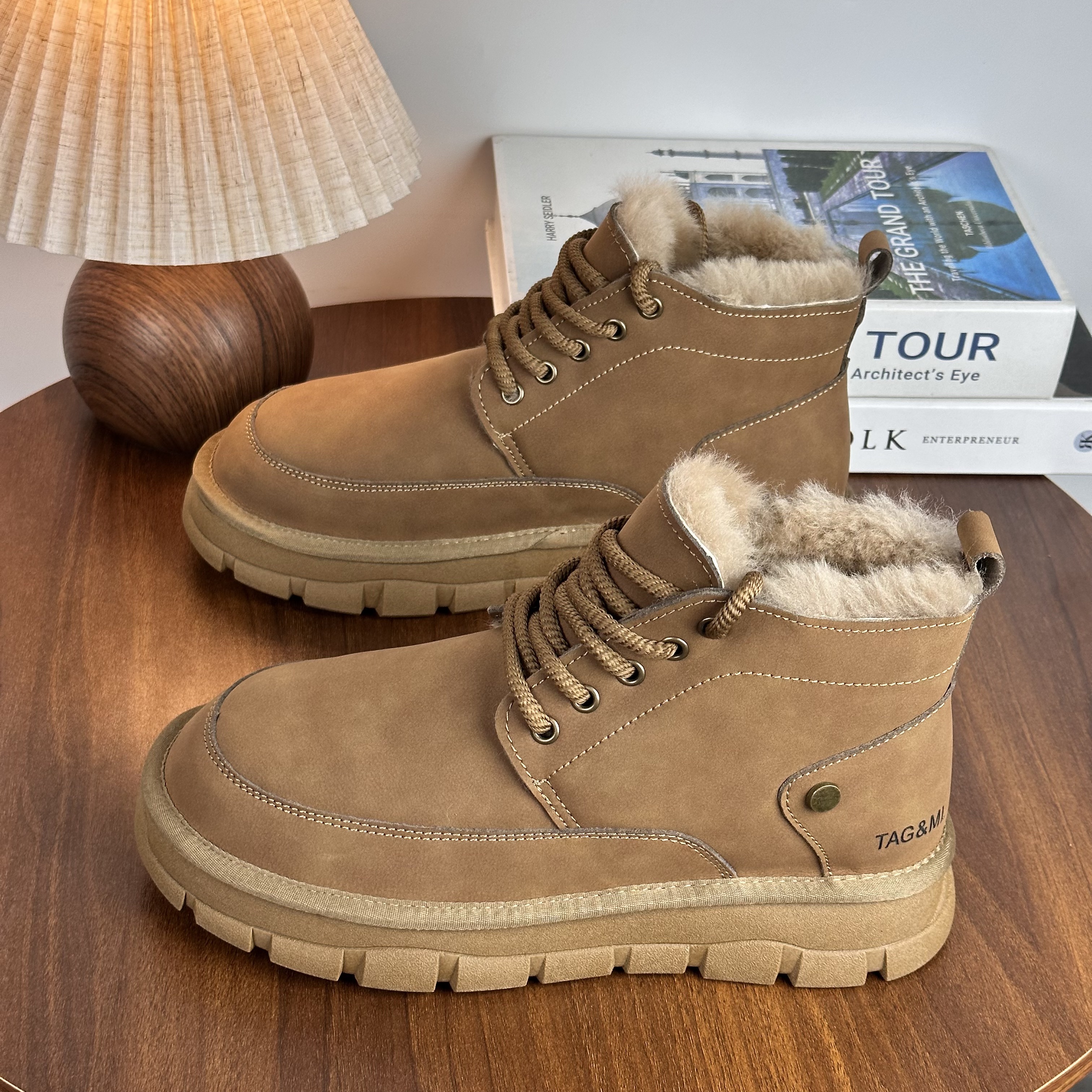 TG9818内里羊皮毛一体纯羊毛厚底雪地靴新款男士东北保暖大棉鞋