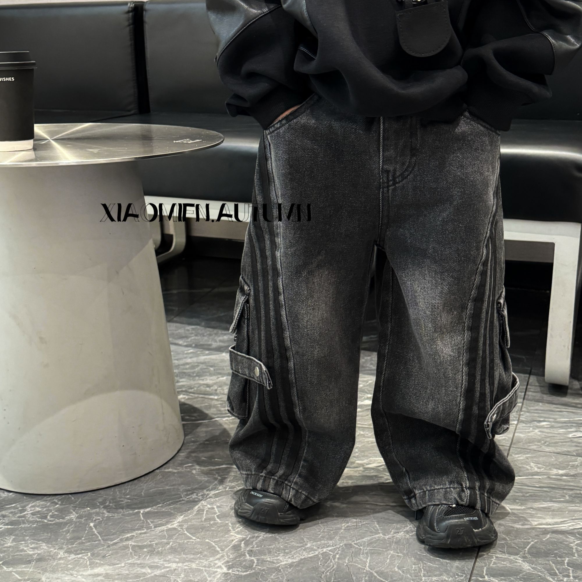 童装韩版男童2025秋冬拉条工装做旧牛仔裤儿童洋气直筒宽松3568