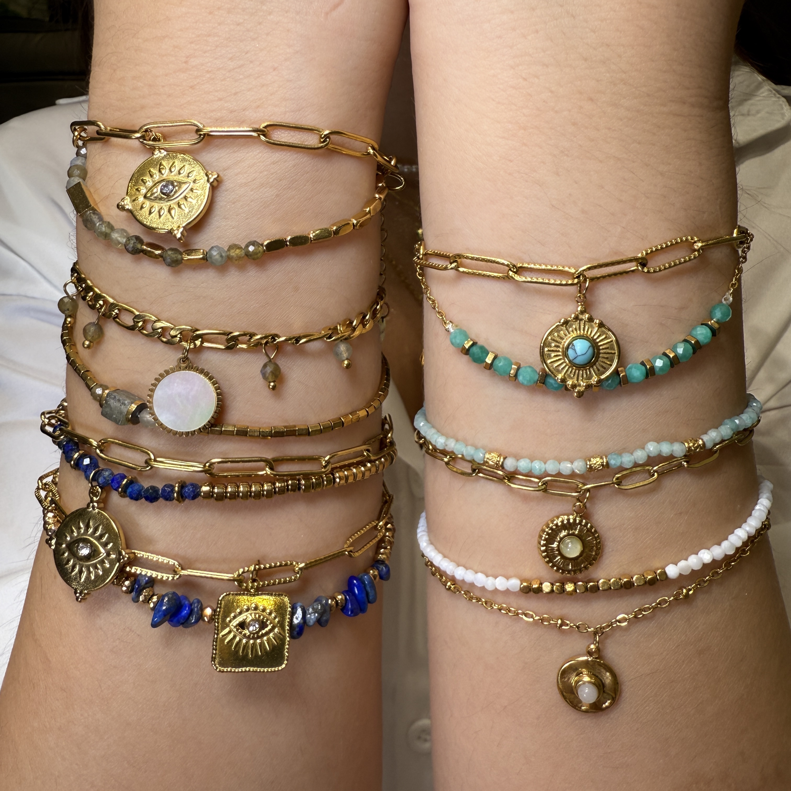 不锈钢手链 【 双层手工手链】不易掉色时尚欧美风格配饰手链