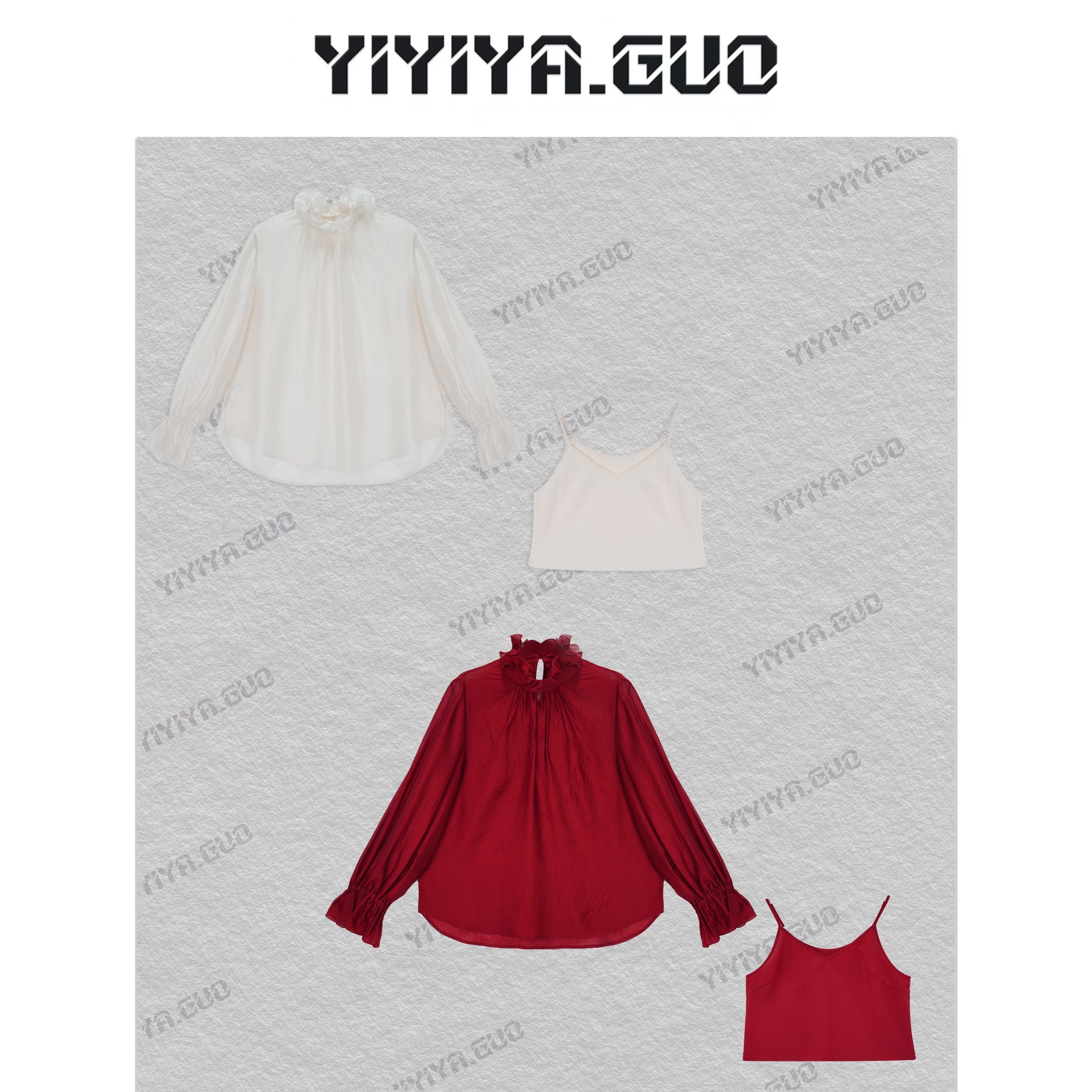 yiyiya.Guo艺艺吖【花辰夕月】新中式中国风纯色二件套上衣25SS0137