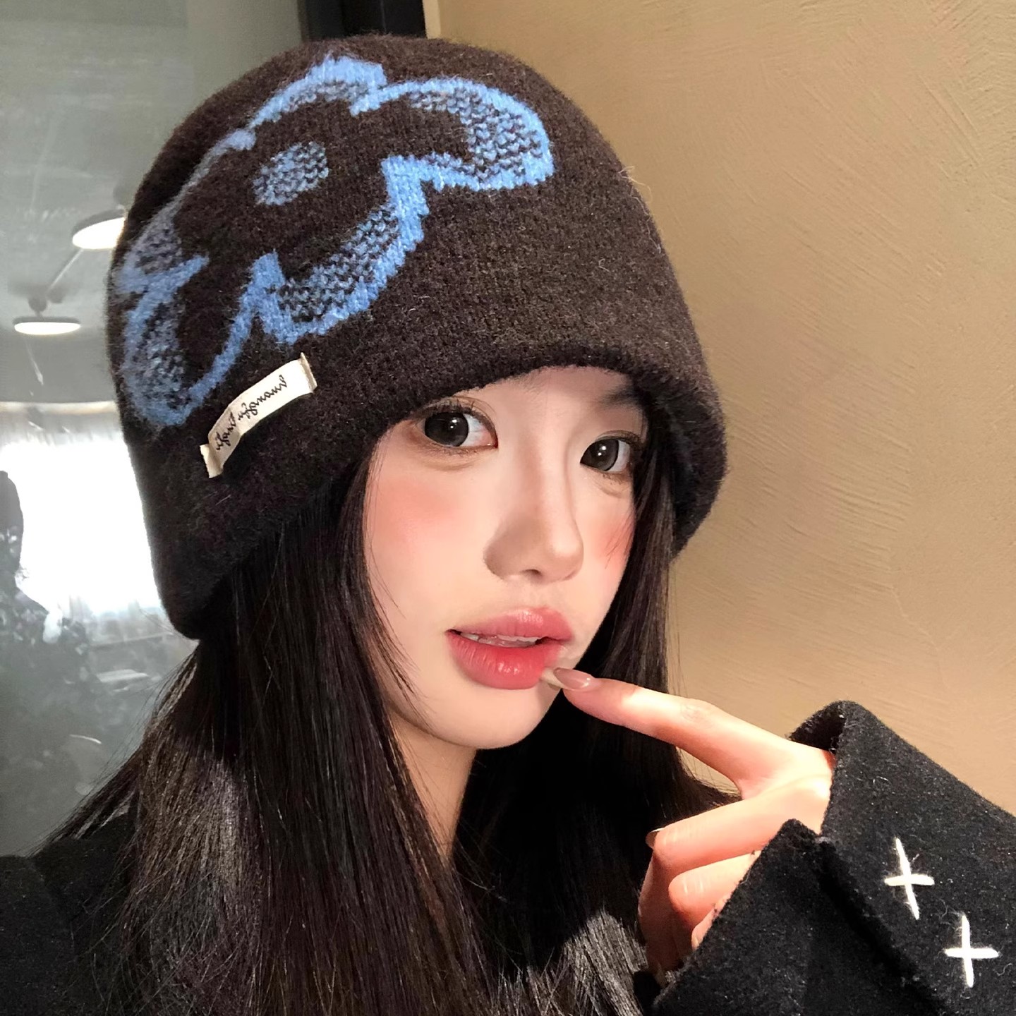 韩国ins复古提花针织帽子女秋冬季2025新款保暖冷帽显脸小包头帽