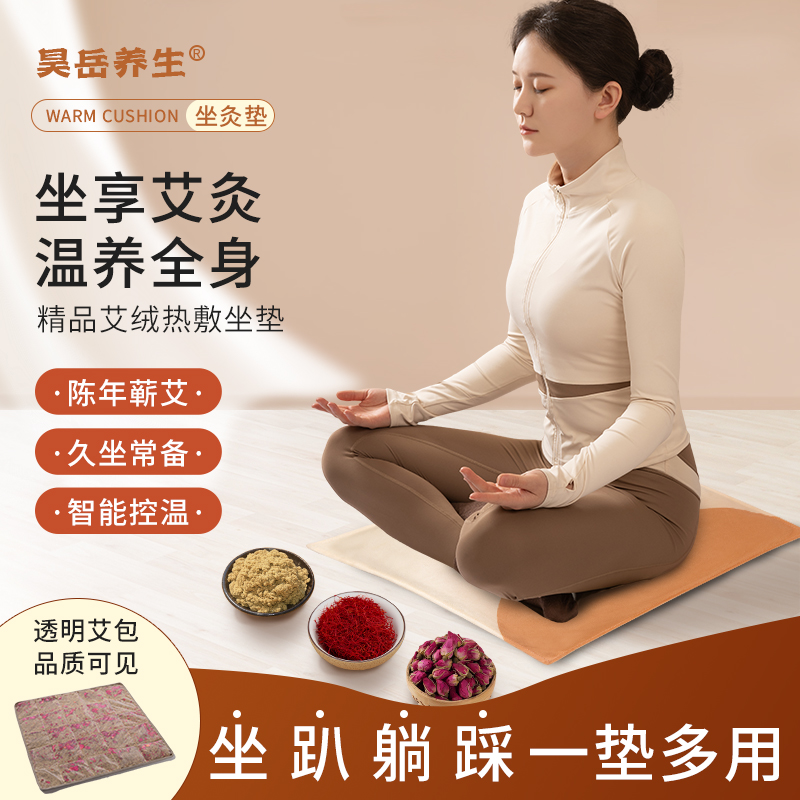 【艾绒坐垫】金丝艾绒红花玫瑰艾灸电加热坐垫护腰暖宫热敷身体护理