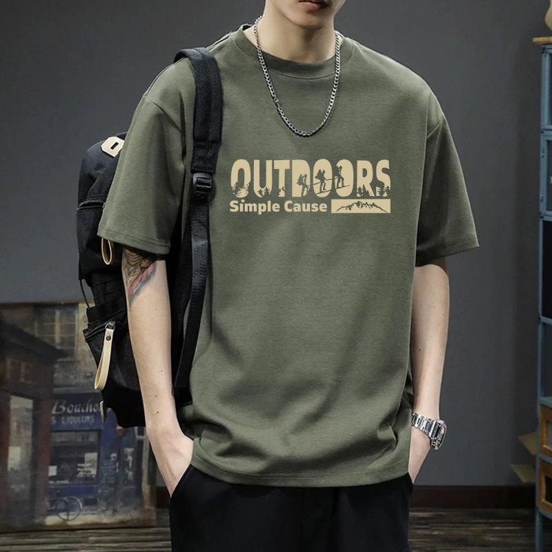 重磅纯棉短袖t恤男夏季休闲圆领宽松潮流字母印花半袖高级感男装