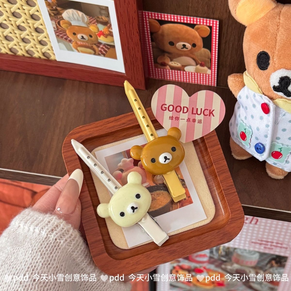 学院风轻松小熊可爱尖嘴夹刘海夹侧边夹少女心尖嘴夹夹学生发饰女