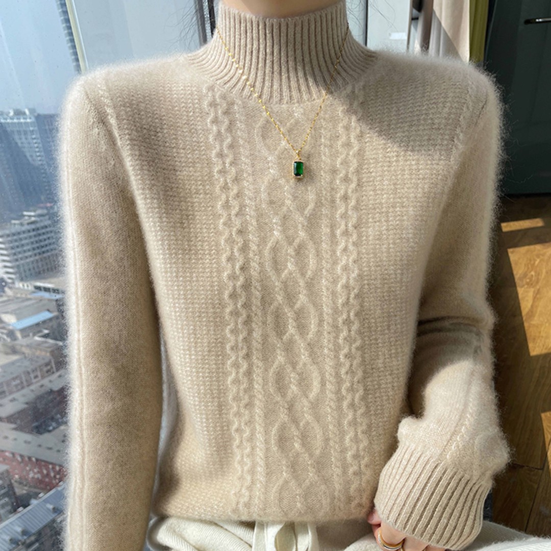 羊毛衫女100%纯羊毛半高领宽松百搭毛衣秋冬季洋气加厚羊绒打底衫