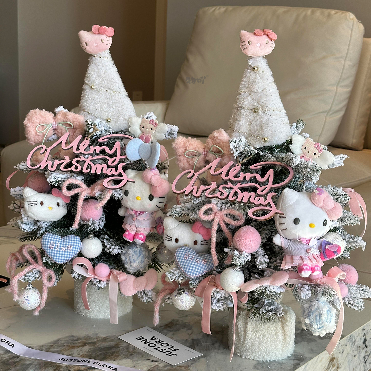 创意小众高级卡通可爱猫仿真诺贝松圣诞树成品圣诞礼物圣诞装饰