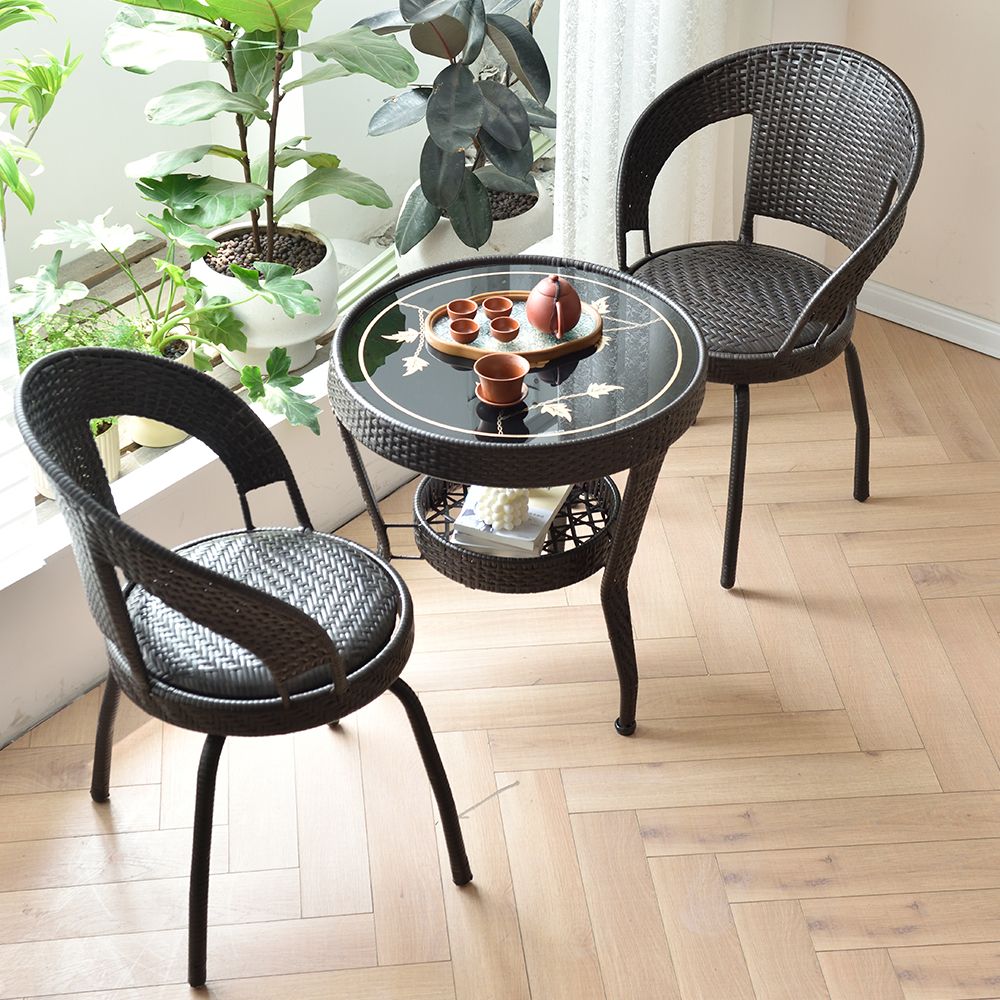 藤椅三件套阳台休闲桌椅可旋转椅子户外藤椅加粗加厚茶桌老人藤椅