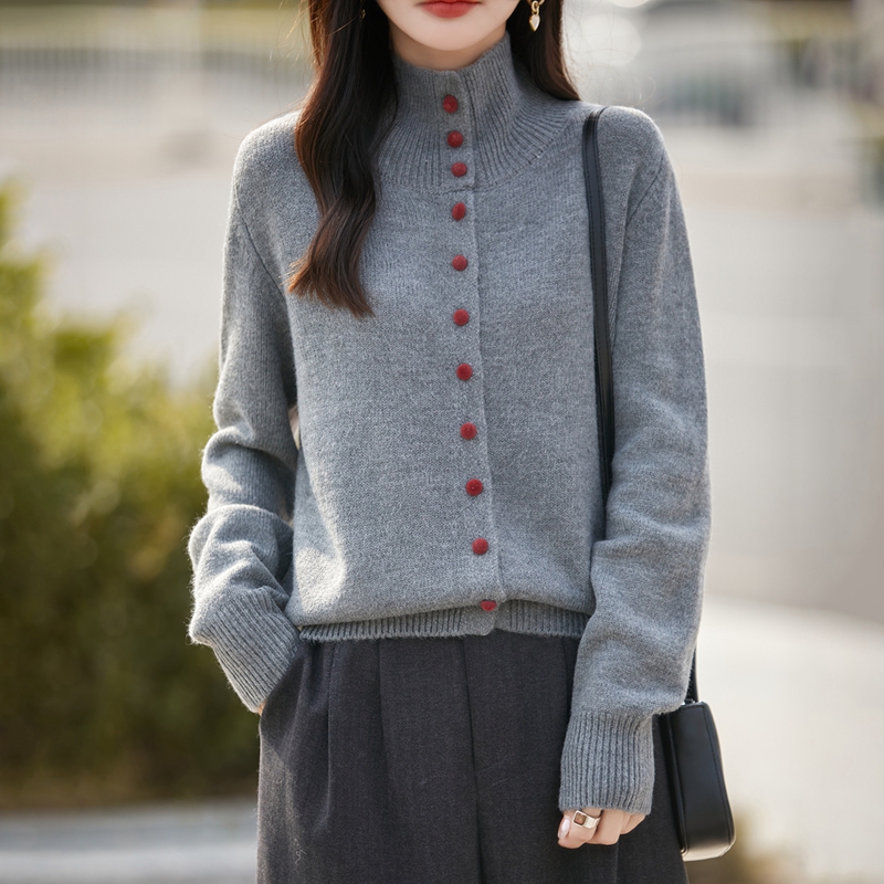 品牌针织上衣显瘦女毛针织衫秋冬宽松型时尚百搭纯色半高领